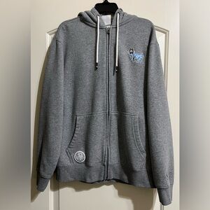 GOAT USA Gray Streetwear Hooded Zip Up Hoodie Logo Embroidered Patch Medium